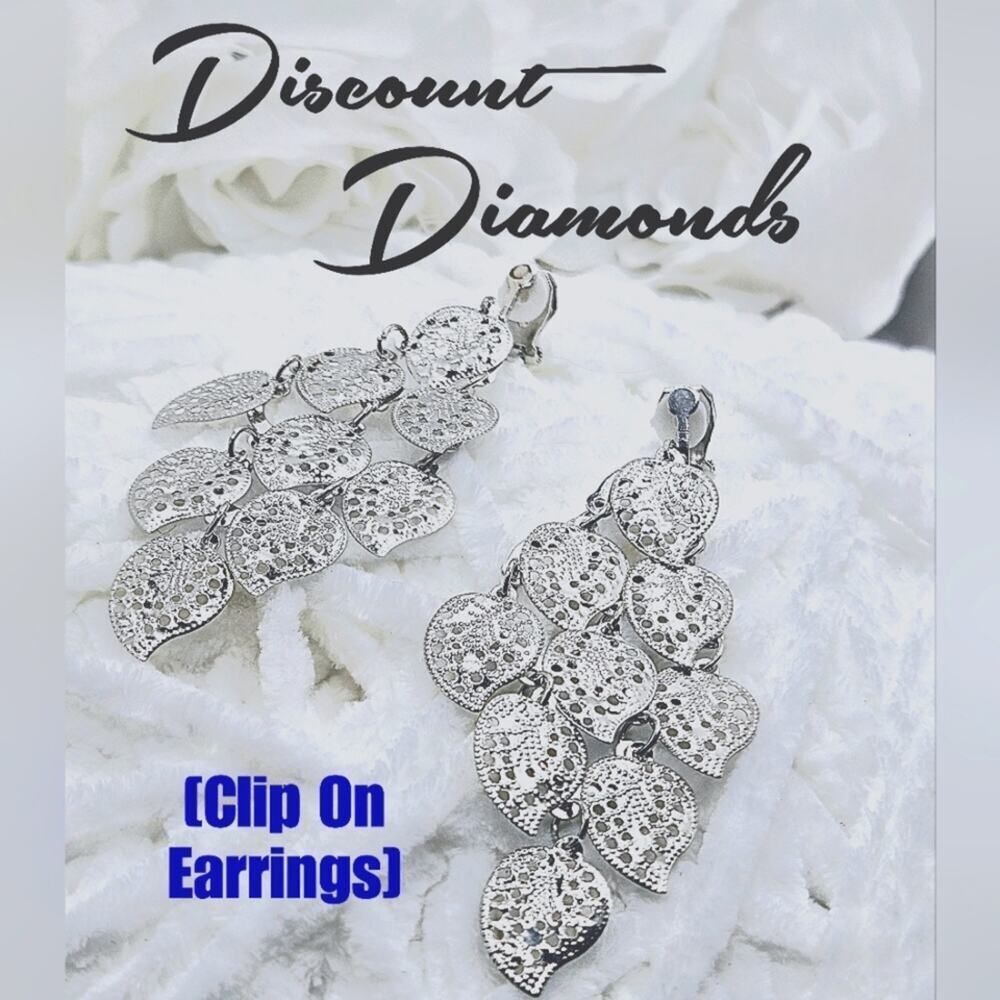 CLIP ONS  Silver Vintage Dangle  Earrings